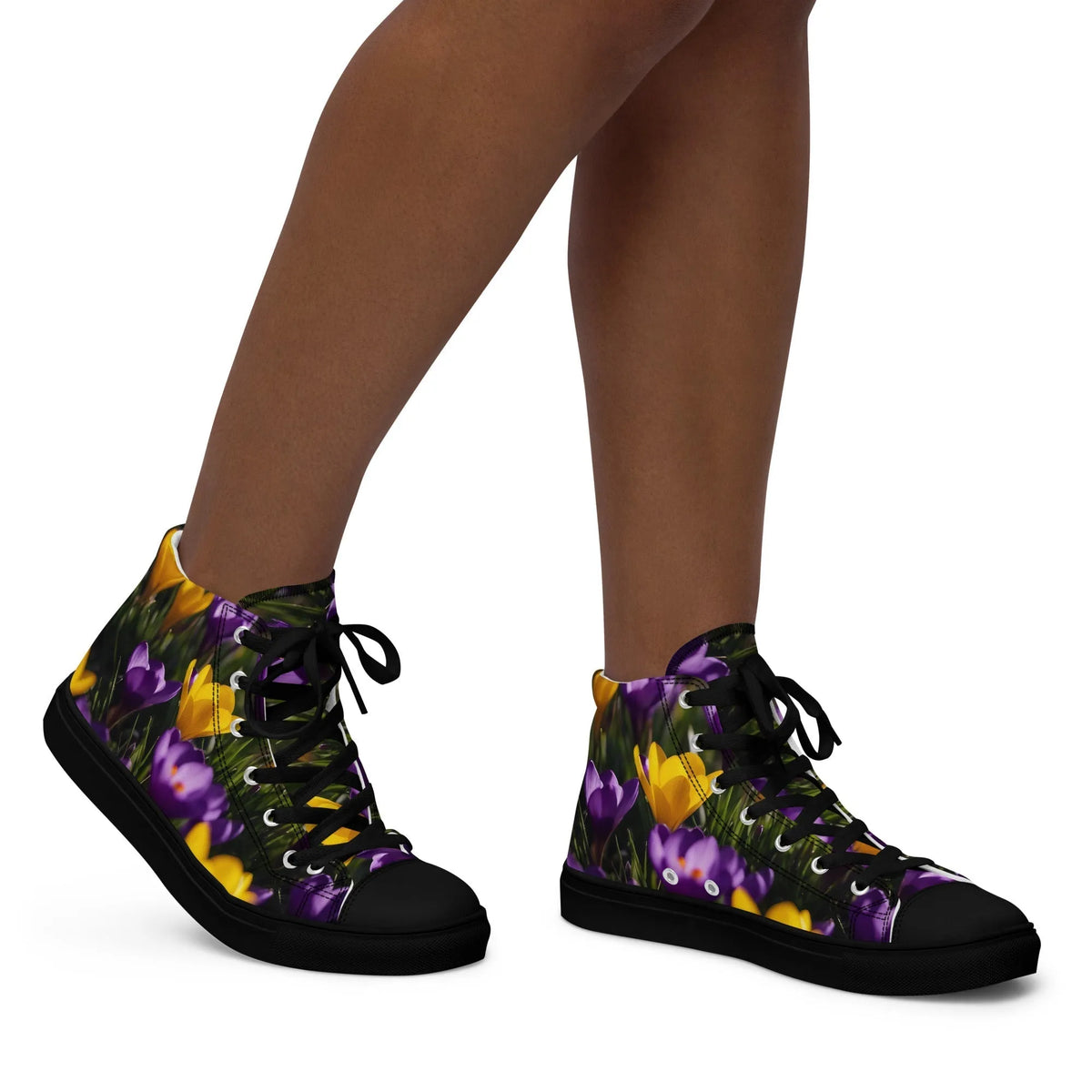 Women's & Girls' High-Top Sneakers-YELLOW & PURPLE CROCUSES Women’s & Girls' High-Top Sneakers-from COLORADDICTED.COM-