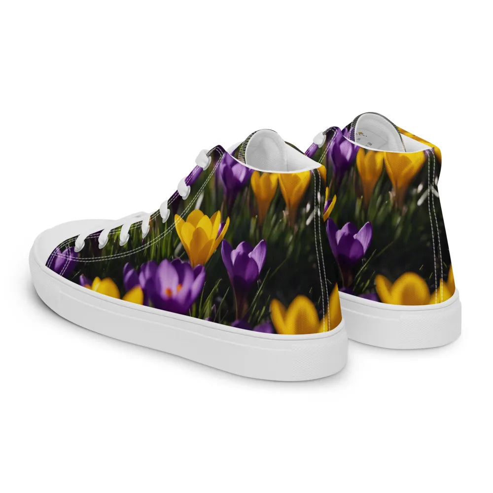 Women's & Girls' High-Top Sneakers-YELLOW & PURPLE CROCUSES Women’s & Girls' High-Top Sneakers-from COLORADDICTED.COM-