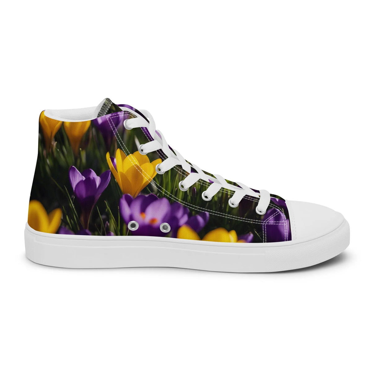 Women's & Girls' High-Top Sneakers-YELLOW & PURPLE CROCUSES Women’s & Girls' High-Top Sneakers-from COLORADDICTED.COM-
