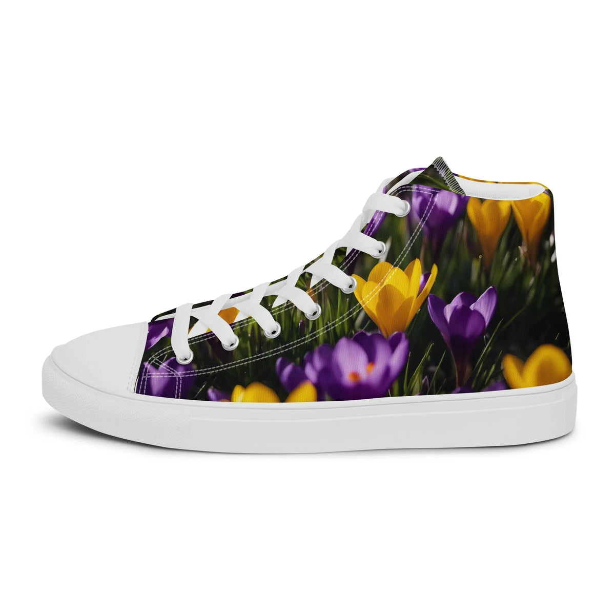 Women's & Girls' High-Top Sneakers-YELLOW & PURPLE CROCUSES Women’s & Girls' High-Top Sneakers-from COLORADDICTED.COM-