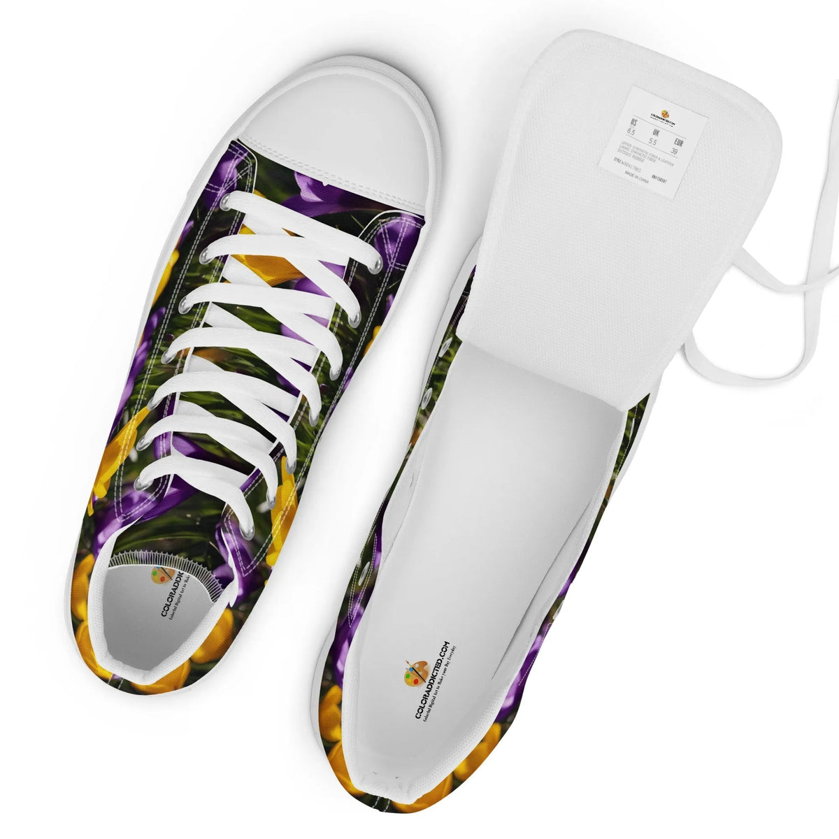 Women's & Girls' High-Top Sneakers-YELLOW & PURPLE CROCUSES Women’s & Girls' High-Top Sneakers-from COLORADDICTED.COM-