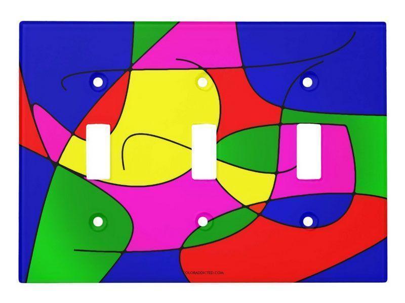 Light Switch Covers-ABSTRACT CURVES #1 Single, Double &amp; Triple-Toggle Light Switch Covers (in various colors)-Multicolor Bright-by COLORADDICTED.COM-