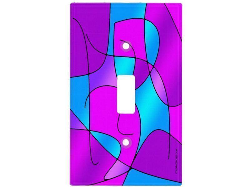 Light Switch Covers-ABSTRACT CURVES #1 Single, Double &amp; Triple-Toggle Light Switch Covers (in various colors)-Purples &amp; Fuchsias &amp; Magentas &amp; Turquoises-by COLORADDICTED.COM-