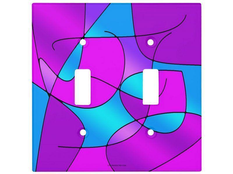 Light Switch Covers-ABSTRACT CURVES #1 Single, Double &amp; Triple-Toggle Light Switch Covers (in various colors)-Purples &amp; Fuchsias &amp; Magentas &amp; Turquoises-by COLORADDICTED.COM-