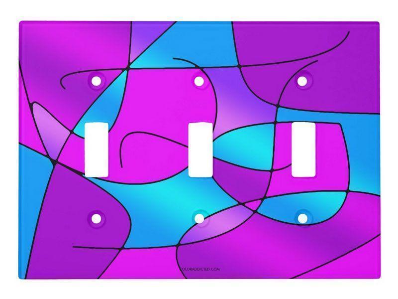Light Switch Covers-ABSTRACT CURVES #1 Single, Double &amp; Triple-Toggle Light Switch Covers (in various colors)-Purples &amp; Fuchsias &amp; Magentas &amp; Turquoises-by COLORADDICTED.COM-