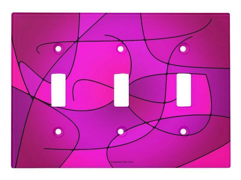 Light Switch Covers-ABSTRACT CURVES #1 Single, Double &amp; Triple-Toggle Light Switch Covers (in various colors)-Purples &amp; Fuchsias &amp; Magentas-by COLORADDICTED.COM-