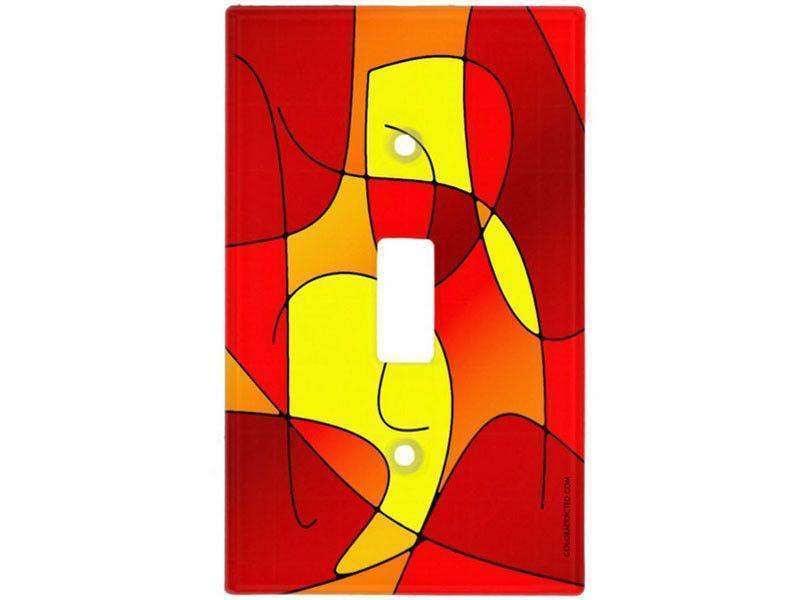 Light Switch Covers-ABSTRACT CURVES #1 Single, Double &amp; Triple-Toggle Light Switch Covers (in various colors)-Reds &amp; Oranges &amp; Yellows-by COLORADDICTED.COM-