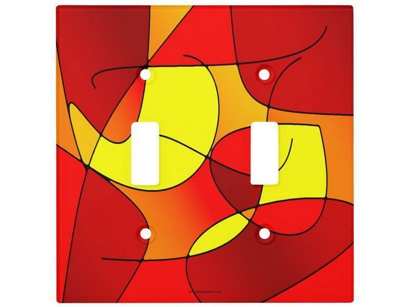 Light Switch Covers-ABSTRACT CURVES #1 Single, Double &amp; Triple-Toggle Light Switch Covers (in various colors)-Reds &amp; Oranges &amp; Yellows-by COLORADDICTED.COM-